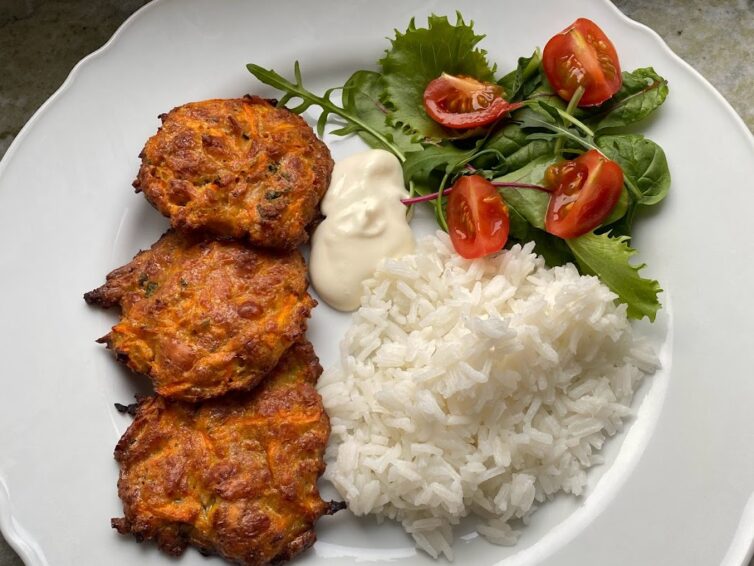 Halloumi & Carrot Fritters with Rice